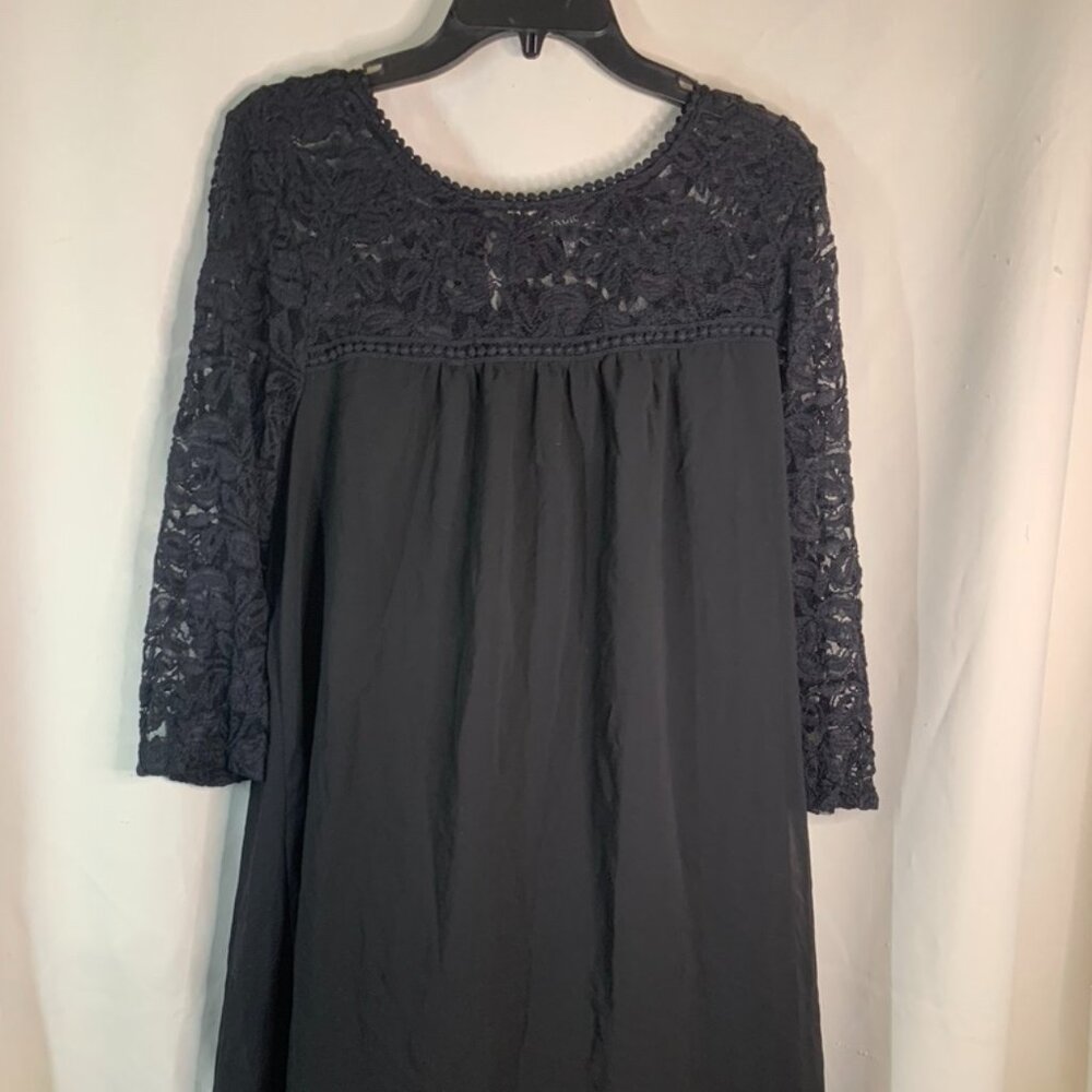 Women's Luxology Size 14 - Black Lace 3/4 Sleeve Layered Dress